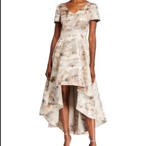 Shani High Low Jacquard Dress in Champagne Size 6